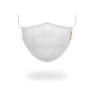 ADULT WHITE ON WHITE SHARK FORM-FITTING FACE MASK