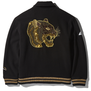 A.I.9 AFRICAN INTELLIGENCE GUILDED LEOPARD ?C SANDFLOWER COLLAB VARSITY JACKET